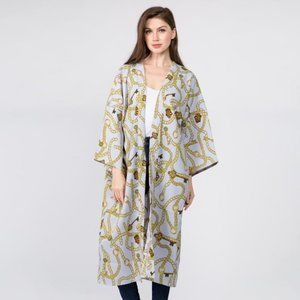 Lightweight Key and Cuff Print Kimono - One Size